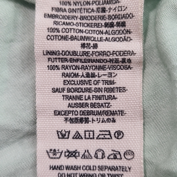 Free People Lace Overlay Mini Slip Dress Size 6 V Neck Green Empire Waist - Picture 10 of 11